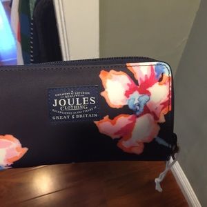 Joules Navy blue zippered flower wallet